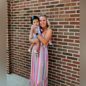 Striped ruffle jumpsuit